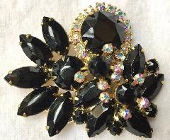 Black (jet) Navettes Brooch