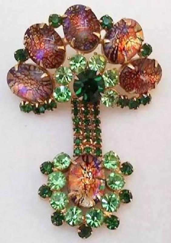 Front view of Multiple Colors Cabochons Multi-Color/Shaded Brooch
