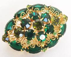 Green Navettes Brooch