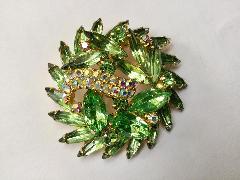 Green Navettes Brooch