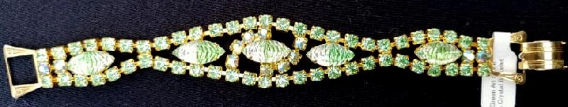 Front view of Green Navettes Givre Bracelet Flat Fold Over