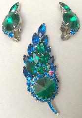 Green Navettes Rivoli/Margarita Earrings Clip