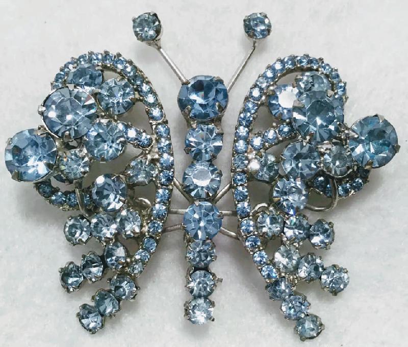 Front view of Blue Chatons Only Brooch