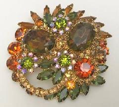 Fall Oval Multi-Color/Shaded Brooch