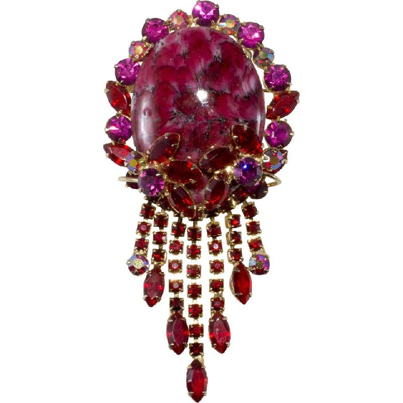 Front view of Pink Cabochons Spotted Pin Pendant