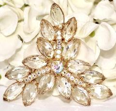 Clear Navettes Brooch