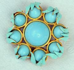 Turquoise Cabochons Plastic Brooch