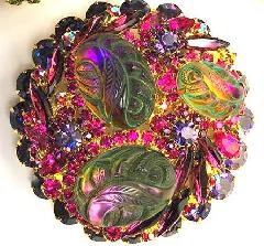 Purple (cardinal) Cabochons Molded/Cut Brooch