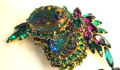 Green Cabochons Molded/Cut Brooch