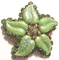 Green Leaf Molded/Cut Brooch