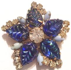 Blue Leaf Molded/Cut Brooch