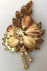 Topaz Cabochons Striped Brooch