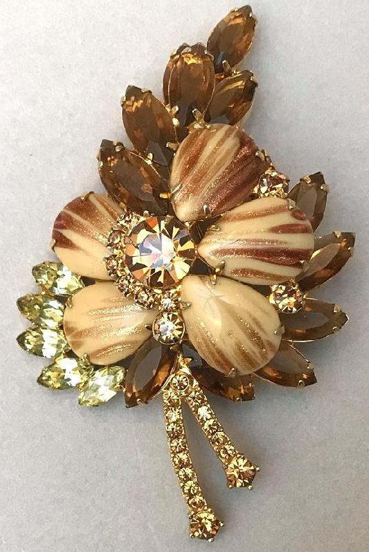 Front view of Topaz Cabochons Striped Brooch