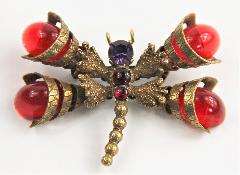 Red Cabochons Brooch