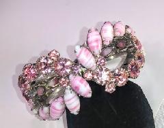 Pink Cabochons Striped Bracelet Clamper