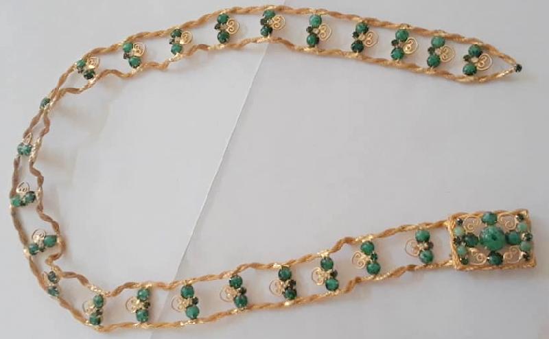 Front view of Green Cabochons Spotted Belt