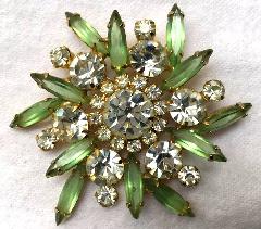 Green Navettes Brooch