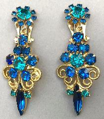 Blue Navettes Earrings Clip