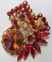 Red Navettes Rivoli/Margarita Brooch