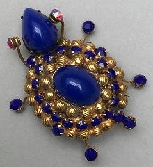 Blue Cabochons Plastic Brooch