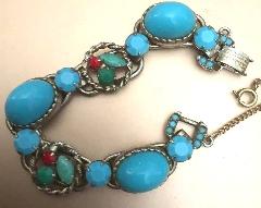 Turquoise Cabochons Plastic Bracelet 5 Link