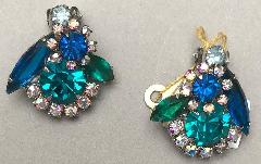 Blue Navettes Earrings Clip
