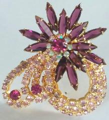 Purple (cardinal) Navettes Brooch