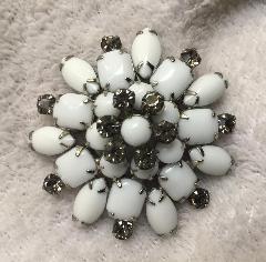White (chalk Or Milk) Cabochons Brooch