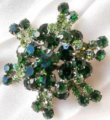 Green Chatons Only Brooch