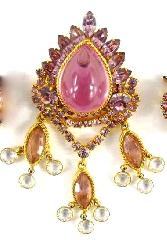 Pink Cabochons Plastic Brooch