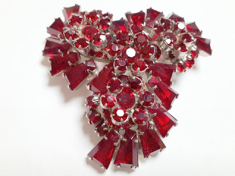 Front view of Red Keystones Brooch