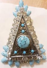 Blue Cabochons Spotted Pin Pendant
