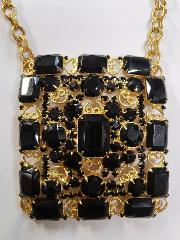 Black (jet) Emerald Cut Pin Pendant