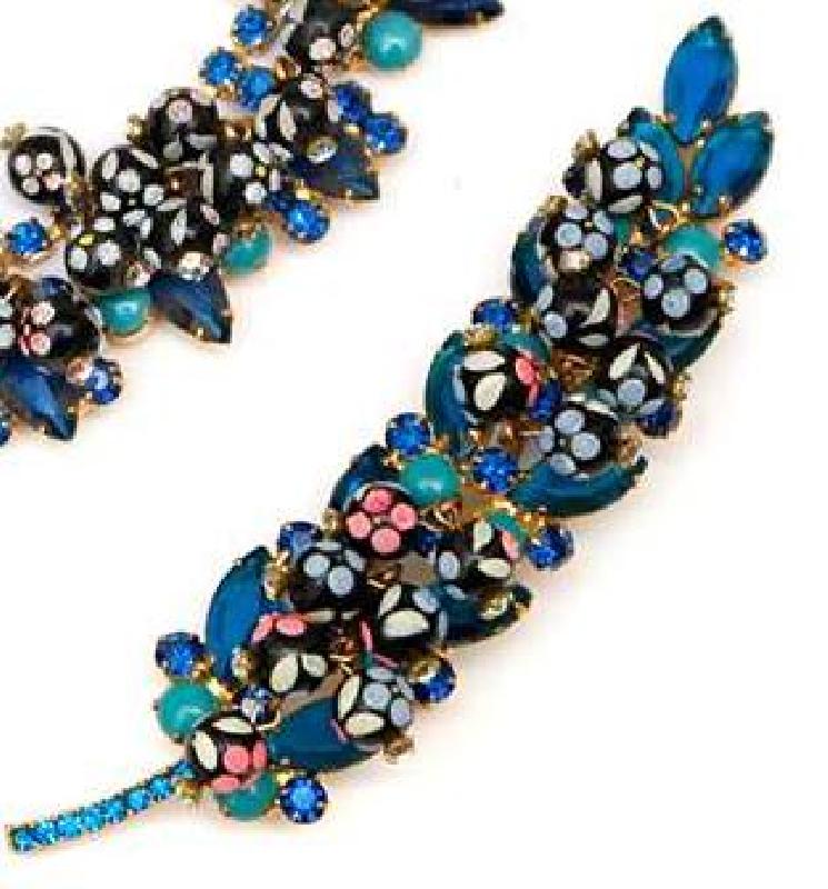 Front view of Multiple Colors Navettes Spotted Brooch