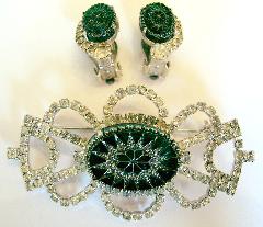 Green Cabochons Molded/Cut Brooch