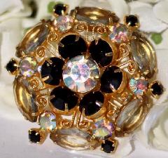 Black (jet) Navettes Brooch