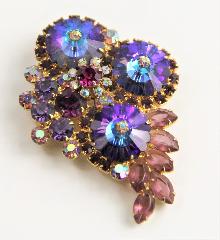Purple (cardinal) Navettes Rivoli/Margarita Brooch