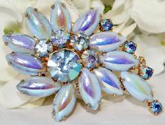 Blue Cabochons Multi-Color/Shaded Brooch