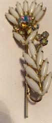 White (chalk Or Milk) Cabochons Brooch