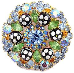 Blue Navettes Spotted Brooch