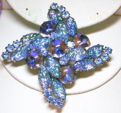 Blue Cabochons Molded/Cut Brooch