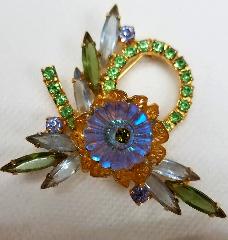 Multiple Colors Navettes Rivoli/Margarita Brooch