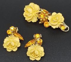 Yellow Navettes Molded/Cut Brooch