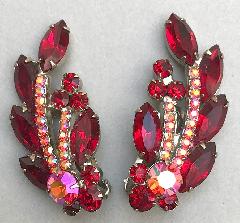 Red Navettes Earrings Clip
