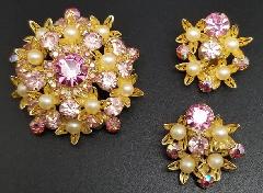 Pink Chatons Only Pearl Pin Pendant