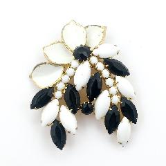 White (chalk Or Milk) Navettes Brooch
