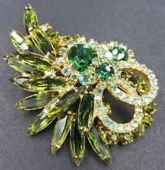 Green Navettes Brooch