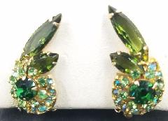 Green Navettes Earrings Clip