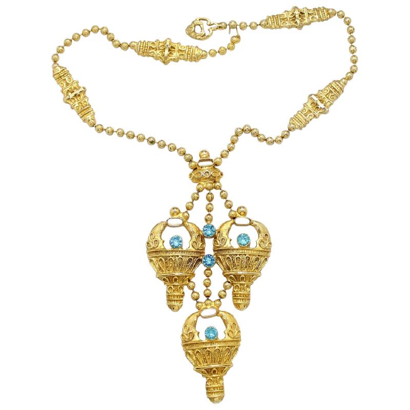 Front view of Blue Chatons Only Necklace