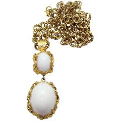 White (chalk Or Milk) Cabochons Plastic Pendant